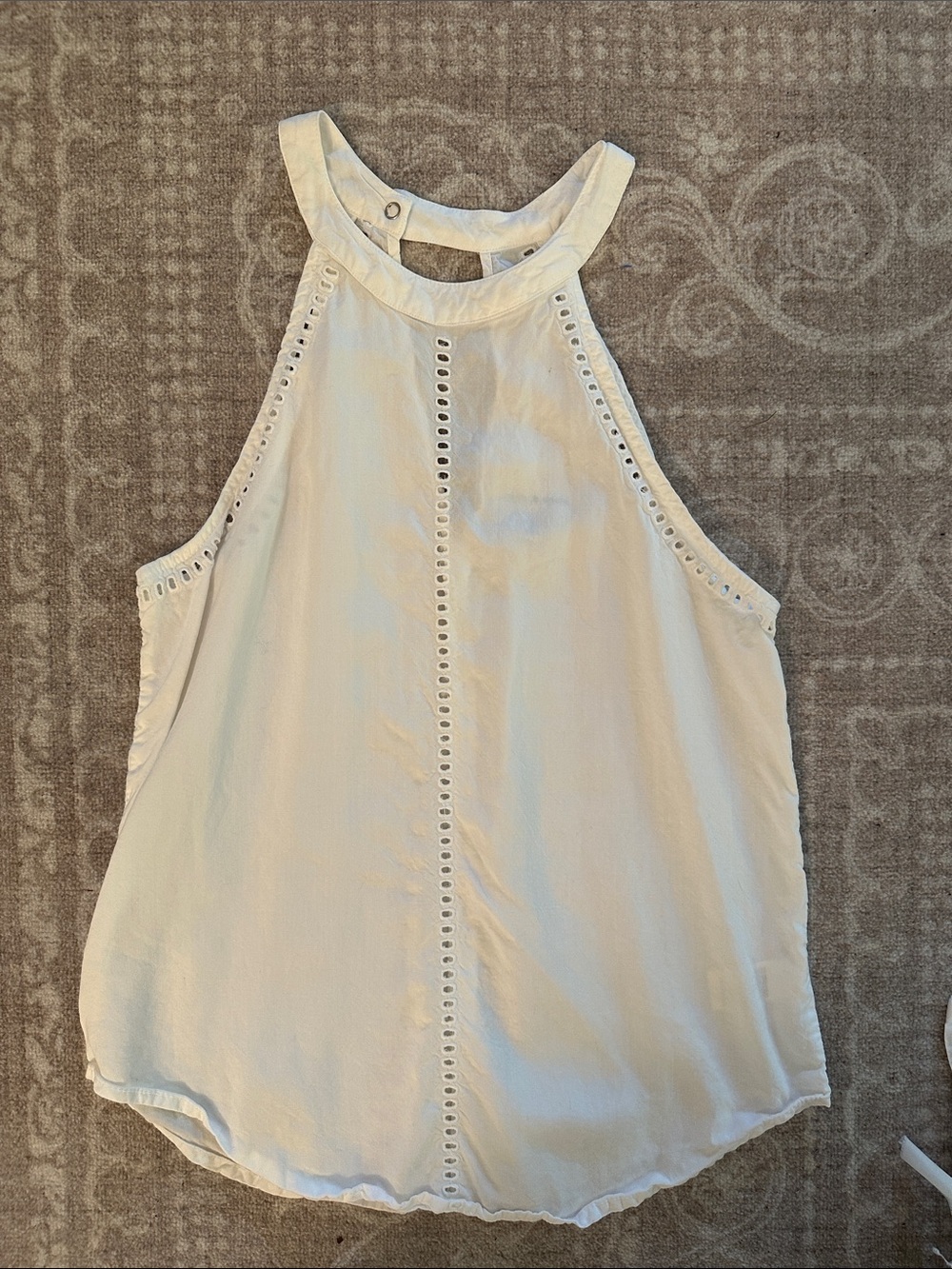 cloth & stone White Eyelet-Trim High Neck Camisole